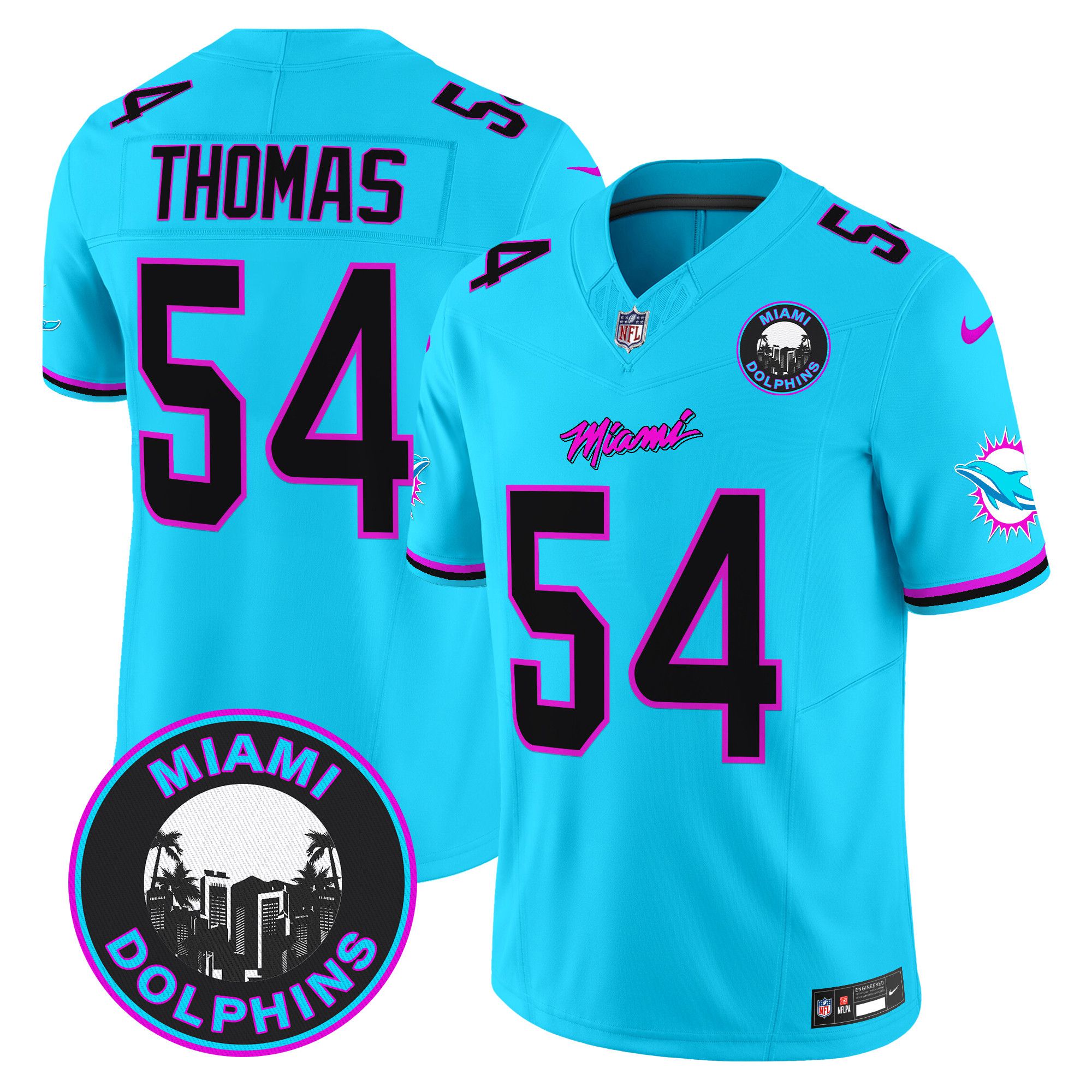 Men Miami Dolphins #54 Thomas Light Blue 2024 Nike Vapor Limited NFL Jersey style 1->indianapolis colts->NFL Jersey